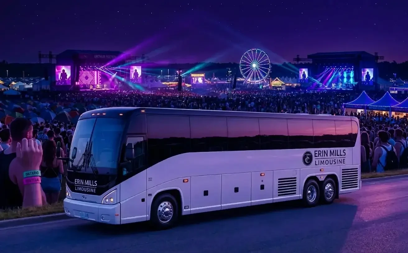 Group arriving at Scotiabank Arena in a luxury party bus