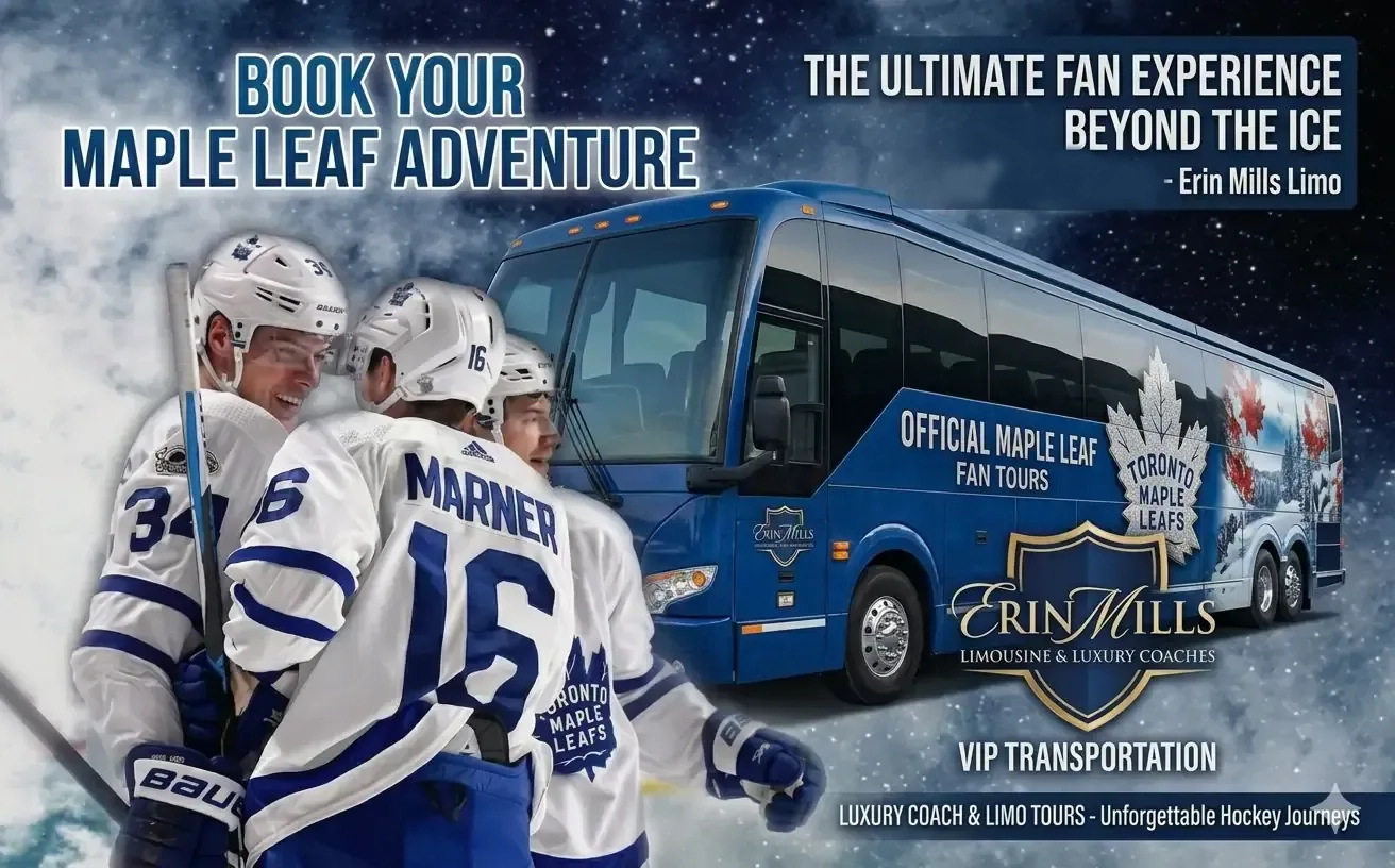 Luxury party bus tour to Toronto Maple Leafs games at Scotiabank Arena